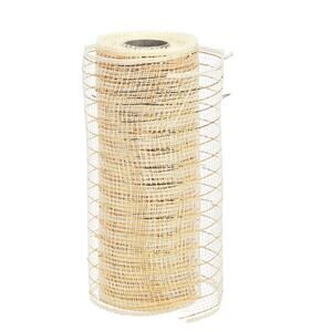 Decor Poly Mesh Ribbon Cream Gold Metallic Foil 10in x30ft Roll Wreath Bow New